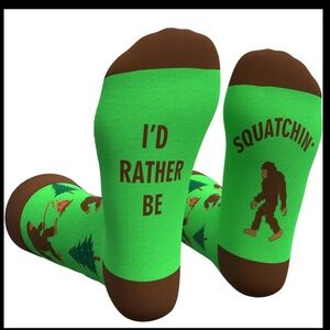 New Id rather be squatchin green Bigfoot socks